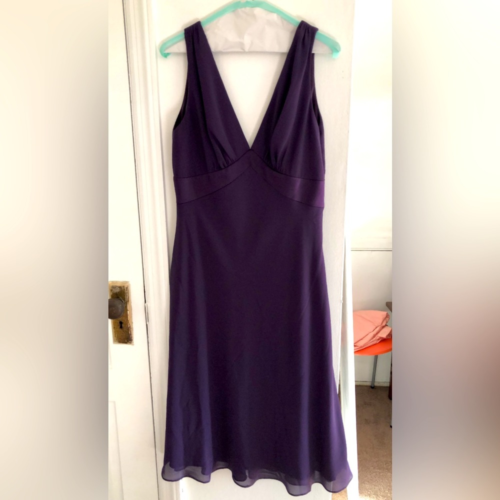 Deep purple V-neck formal dress. Size 12. Never worn.